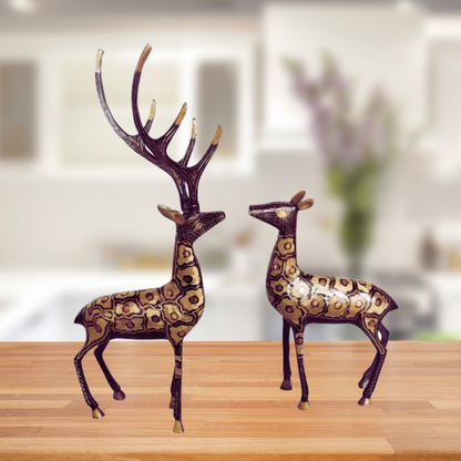 Pair of Beautiful Deer Figurines in Brass | Brass Deer Pair Statue | Deer Pair Statue -VASTU Brass Premium Finished Figurine Brass Designer Deer Pair Showpiece