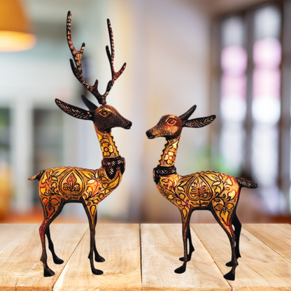 Pair of Beautiful Deer Figurines in Brass | Brass Deer Pair Statue | Deer Pair Statue -VASTU Brass Premium Finished Figurine Brass Designer Deer Pair Showpiece