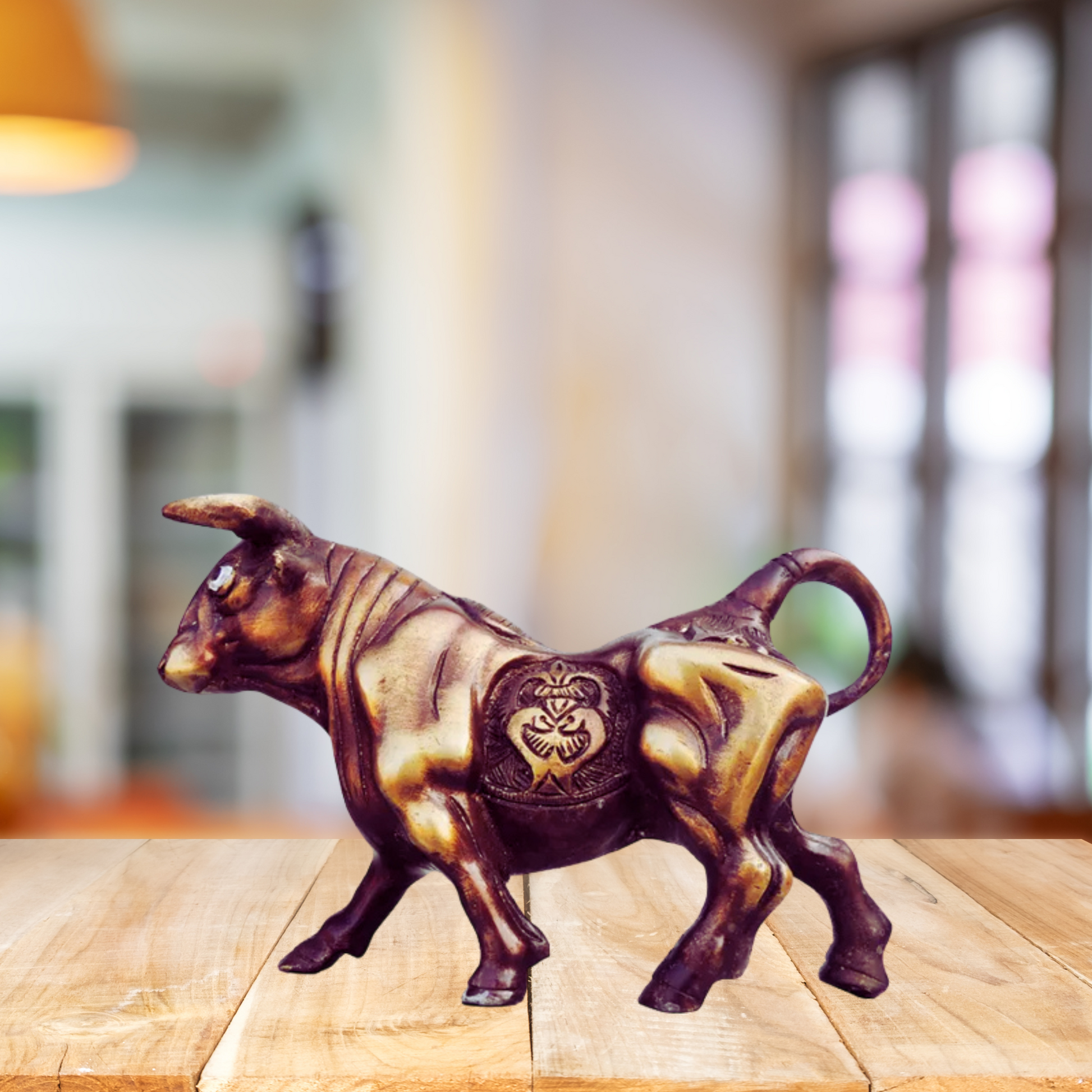 Brass Bull Statue | Brass Antique Bull Statue | Antique Polished Brass Bull Statue | Brass Decorative Bull | Brass Antique Bull Showpiece For Home Living Room | Vintage Brass Bull Figurine