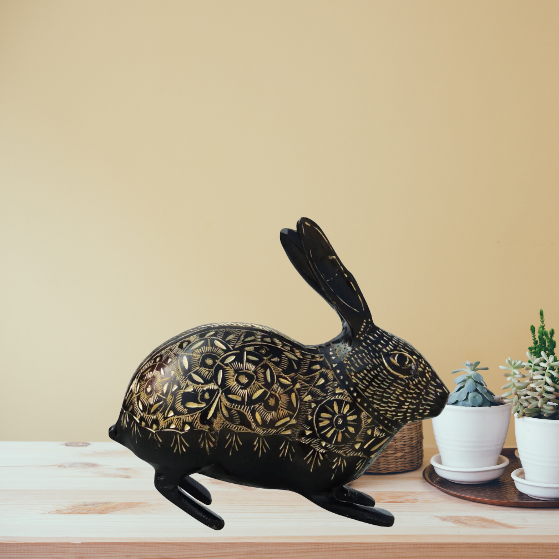 Brass Rabit Statue | Brass Antique Rabit Statue | Antique Polished Brass Rabit Statue | Brass Decorative Rabit | Brass Antique Rabit Showpiece For Home Living Room | Vintage Brass Rabit Figurine