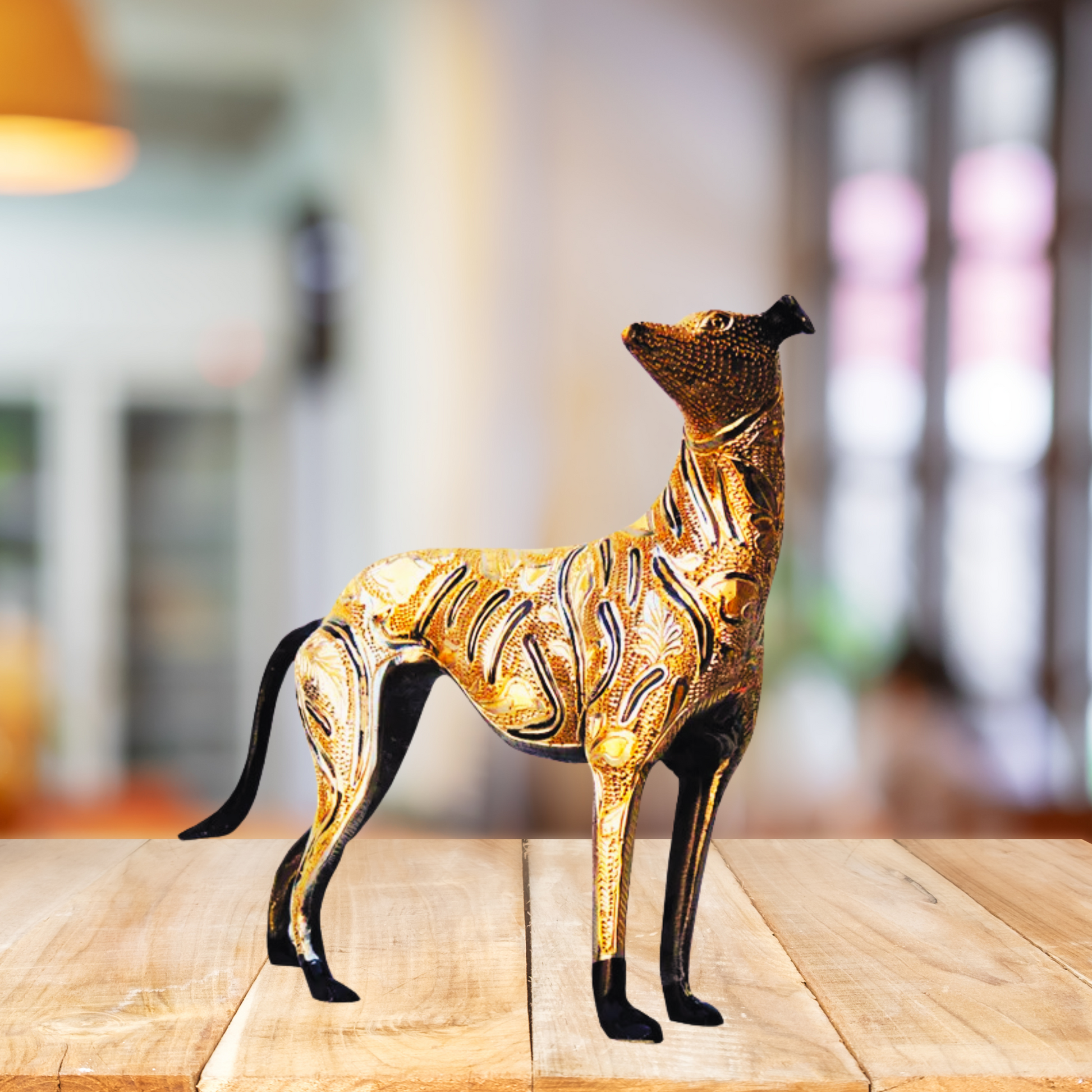 Brass Dog Statue | Brass Antique Dog Statue | Antique Polished Brass Dog Statue | Brass Decorative Dog | Brass Antique Dog Showpiece For Home Living Room | Vintage Brass Dog Figurine