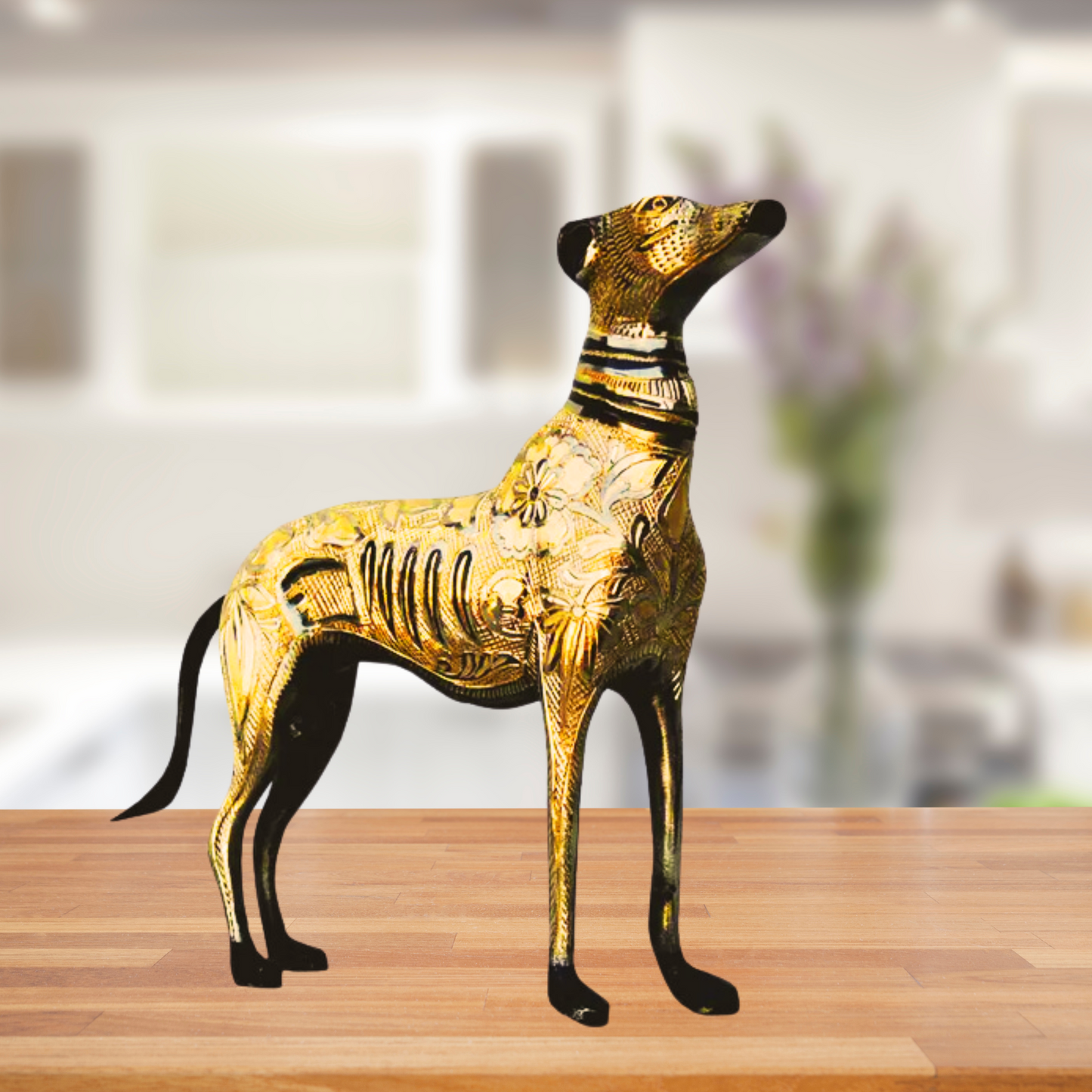 Brass Dog Statue | Brass Antique Dog Statue | Antique Polished Brass Dog Statue | Brass Decorative Dog | Brass Antique Dog Showpiece For Home Living Room | Vintage Brass Dog Figurine