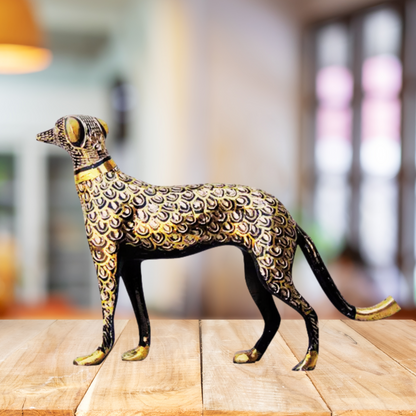 Brass Dog Statue | Brass Antique Dog Statue | Antique Polished Brass Dog Statue | Brass Decorative Dog | Brass Antique Dog Showpiece For Home Living Room | Vintage Brass Dog Figurine