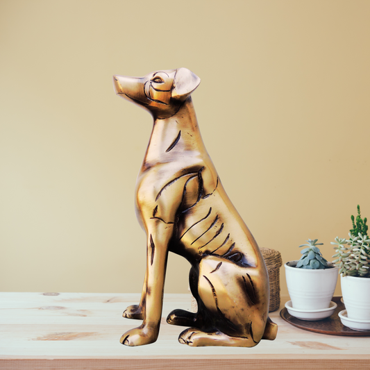 Brass Dog Statue | Brass Antique Dog Statue | Antique Polished Brass Dog Statue | Brass Decorative Dog | Brass Antique Dog Showpiece For Home Living Room | Vintage Brass Dog Figurine