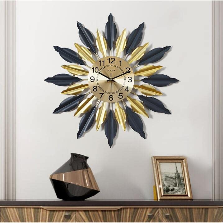 Gold Toned & Black Abstract Shaped Metal Wall Clock