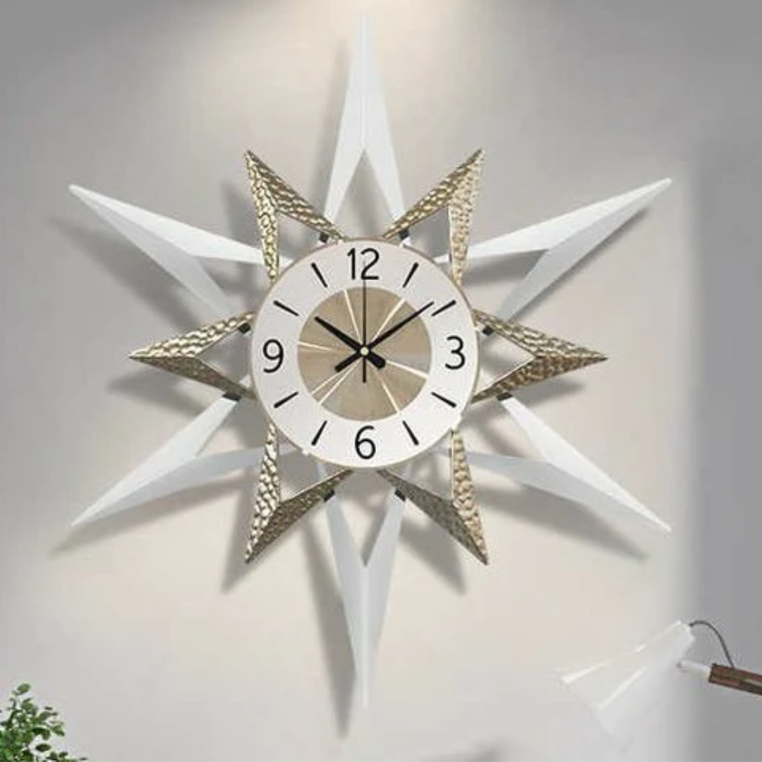 Wall Clock 3D Mid-Century Starburst Design