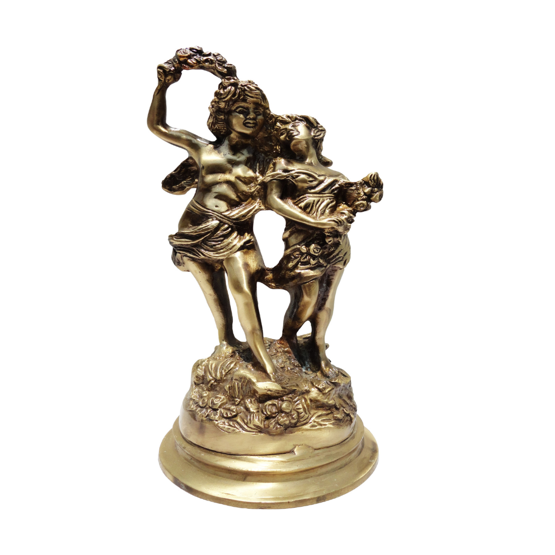 Antique Polished Brass Lady Statue | Brass Decorative Lady