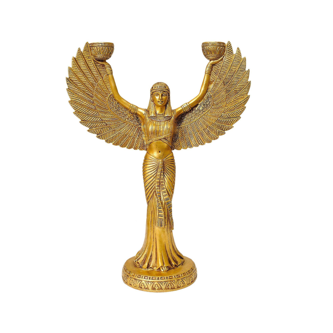 BRASS EGYPTIAN ISIS With CANDLE HOLDER