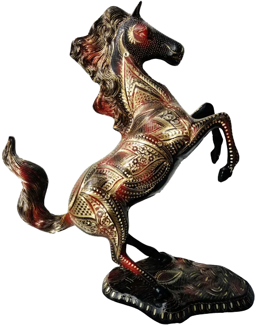 Brass Antique Jumping Horse Statue