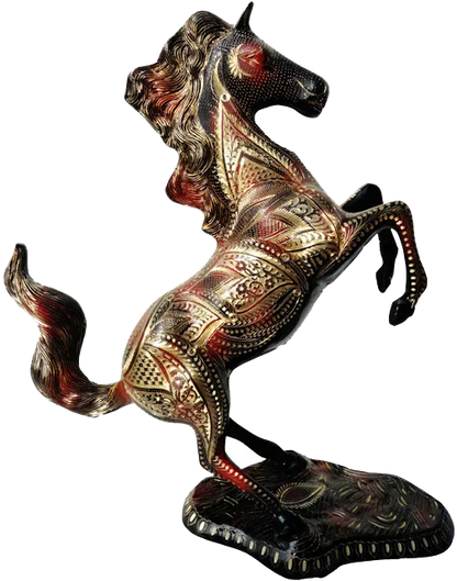 Brass Antique Jumping Horse Statue