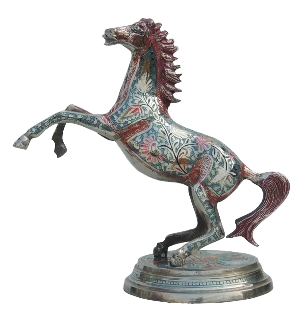 Antique Polished Brass Jumping Horse Statue