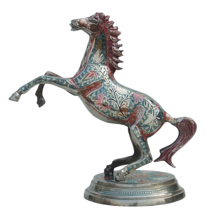 Antique Polished Brass Jumping Horse Statue