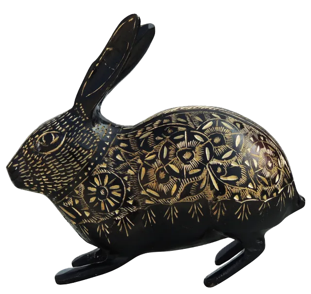 Antique Polished Brass Rabbit Statue