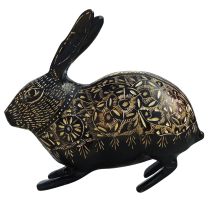 Antique Polished Brass Rabbit Statue