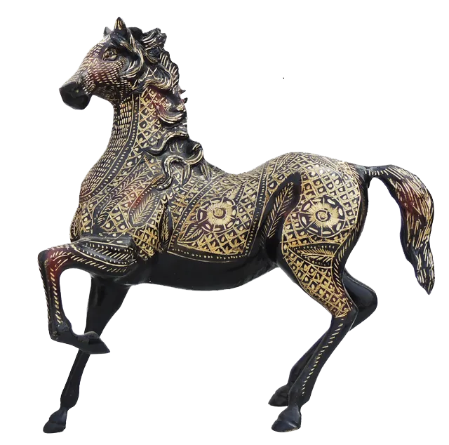 Brass Antique Horse Statue | Antique Polished Brass Horse Statue