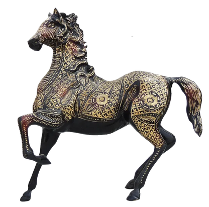 Brass Antique Horse Statue | Antique Polished Brass Horse Statue