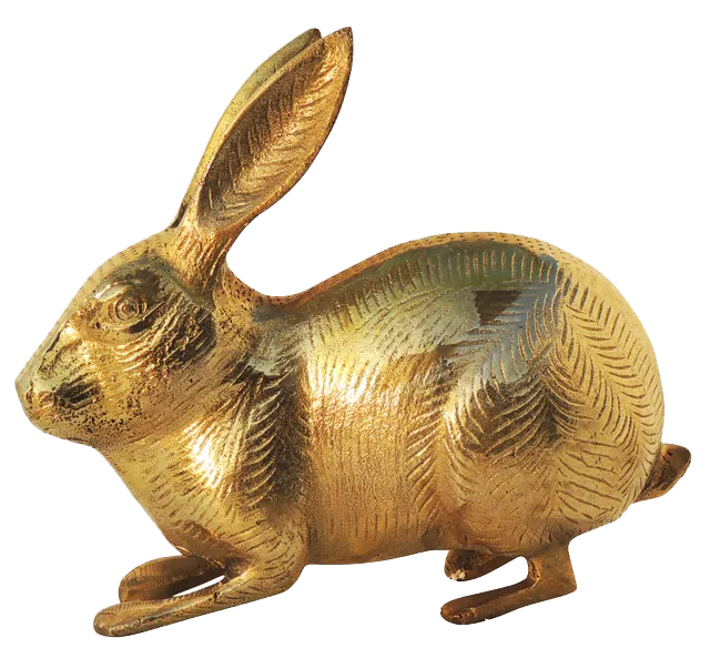 Antique Polished Brass Rabbit Statue