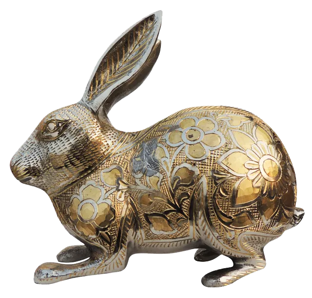 Antique Polished Brass Rabbit Statue