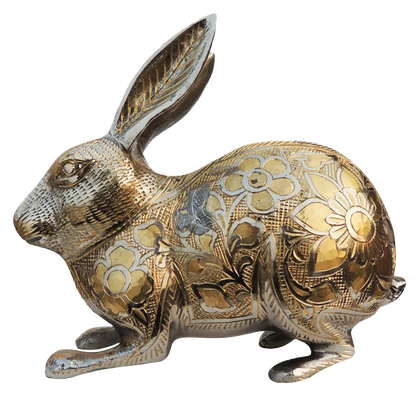 Antique Polished Brass Rabbit Statue