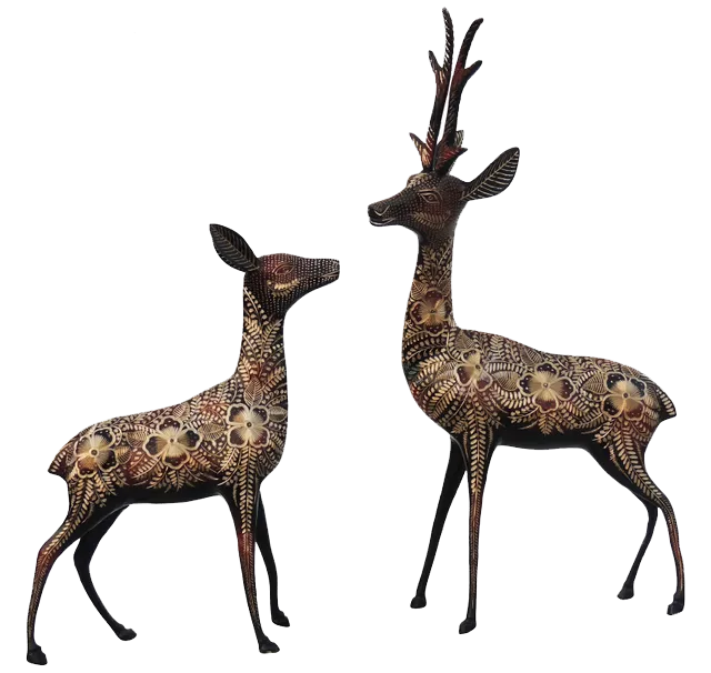 Pair of Beautiful Deer Figurines in Brass