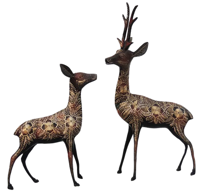 Pair of Beautiful Deer Figurines in Brass