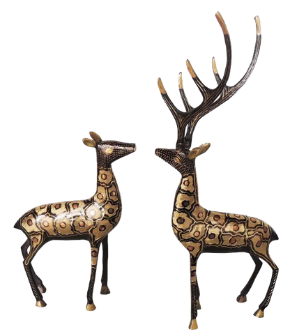 Pair of Beautiful Deer Figurines in Brass