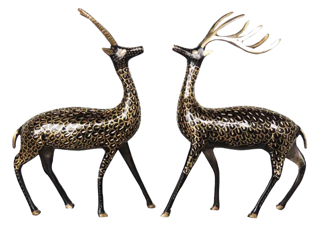 Pair of Beautiful Deer Figurines in Brass