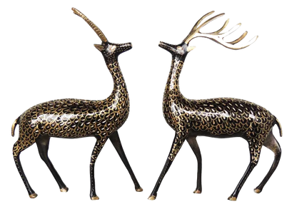 Pair of Beautiful Deer Figurines in Brass