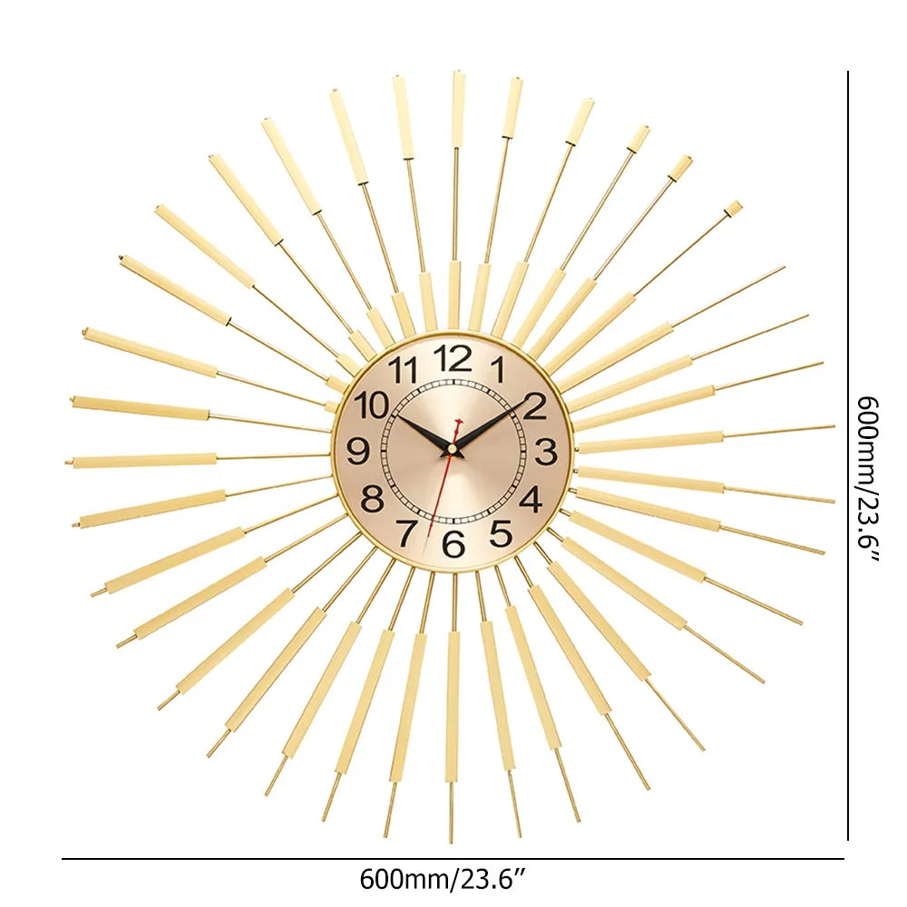 Golden Sun Metal Wall Clock