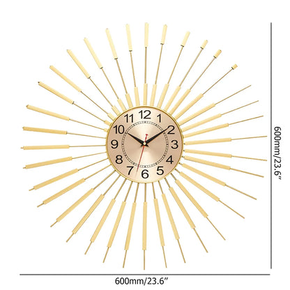 Golden Sun Metal Wall Clock