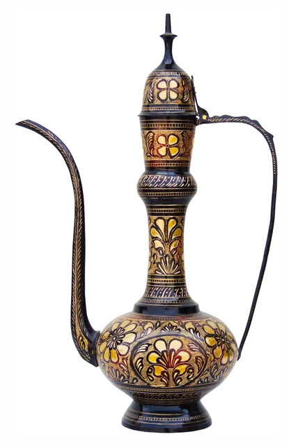 Brass Pitcher Designer Embossed Design Mughal Style